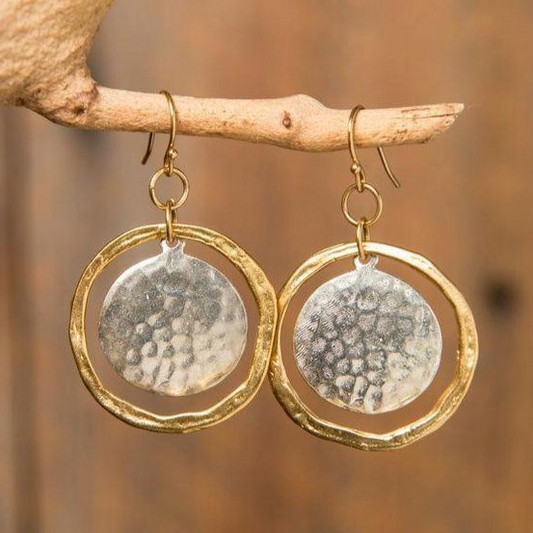 Vintage Gold & Silver Rounded Earrings