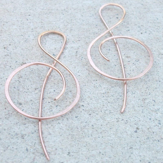 Vintage Rose Gold Clef Earrings