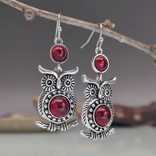 Vintage Red Owl Earrings