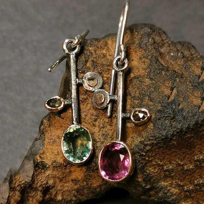 Vintage Green & Garnet Crystal Earrings