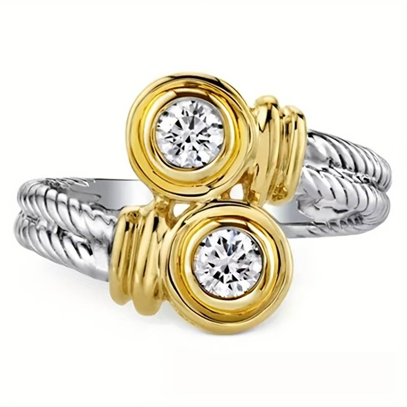 Vintage Gold & Silver Zirconia Ring