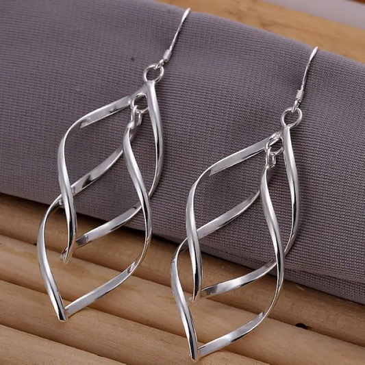 Vintage Hollow Dangling Silver Earrings