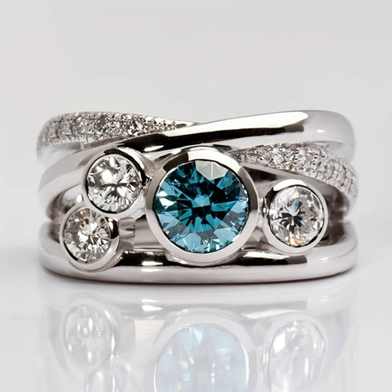 Vintage Silver & Blue Zirconia Ring