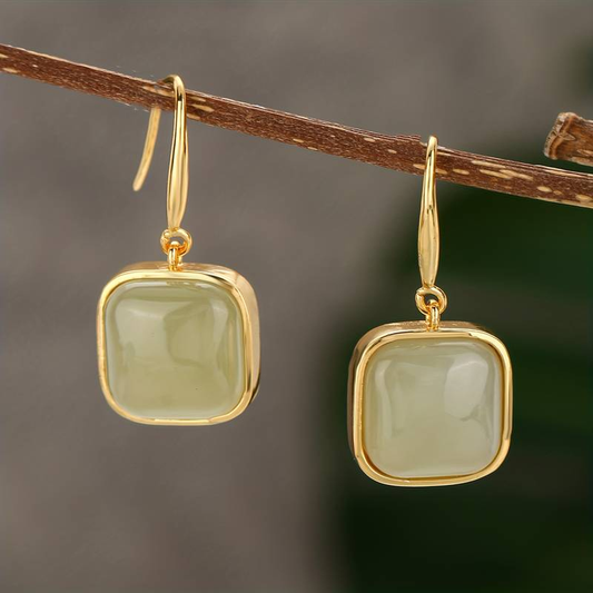 Vintage Light Green Stone Earrings