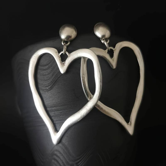 Vintage Heart Silver Earrings