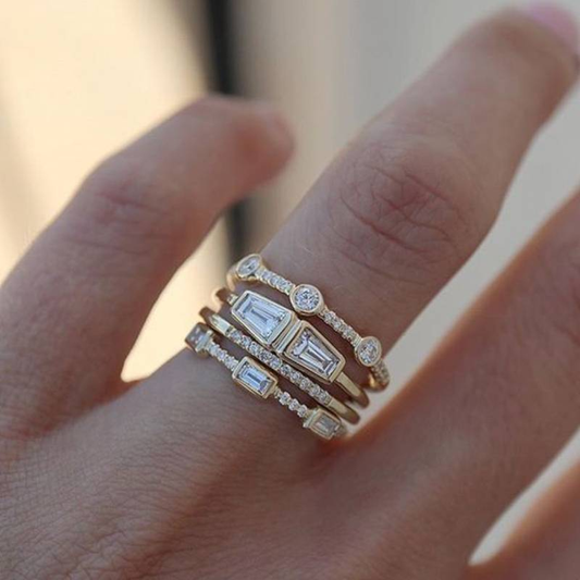 Vintage Gold Zirconia Ring Set