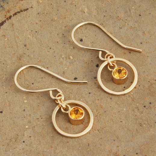 Vintage Orange Zirconia Golden Earrings