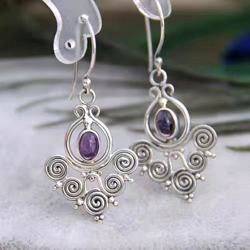 Vintage Purple Crystal Earrings