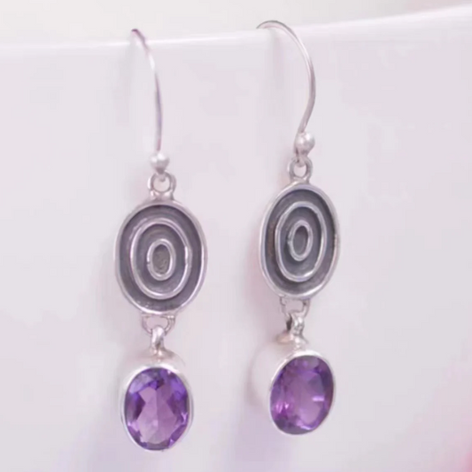 Vintage Purple Dangling Crystal Earrings