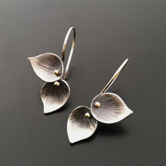 Vintage Silver Leaf Earrings