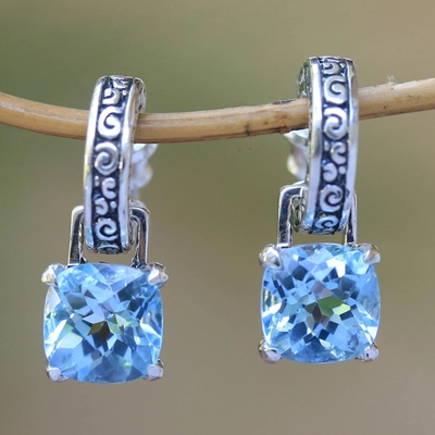 Vintage Blue Zirconia Silver Earrings