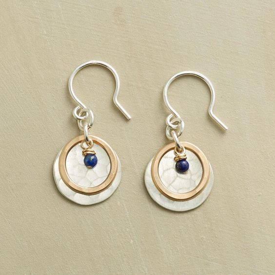 Vintage Blue Stone Gold & Silver Plated Earrings