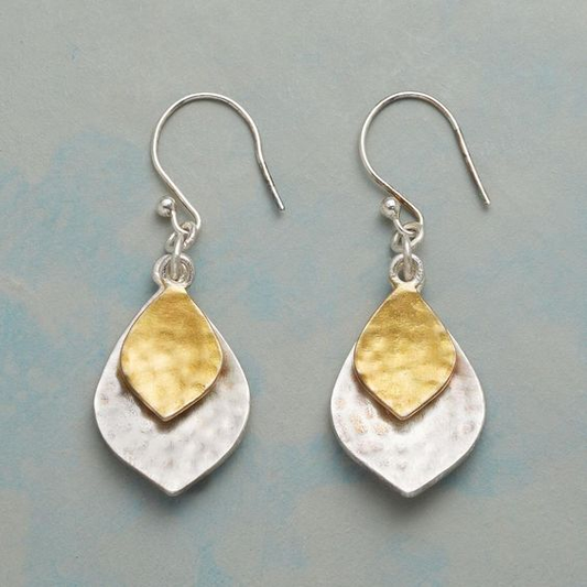 Vintage Gold & Silver Leaf Earrings