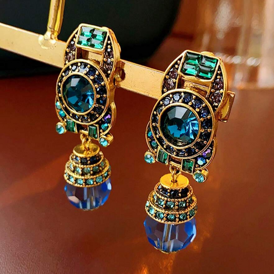 Vintage Blue Zirconia Dangling Earrings