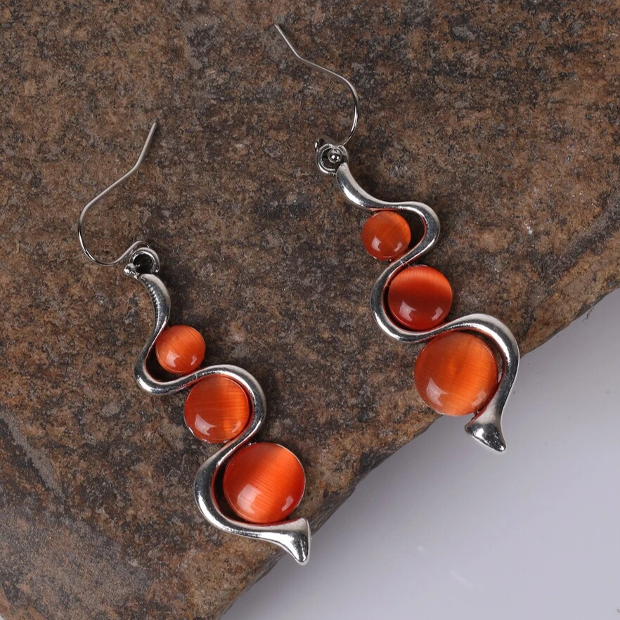 Vintage Orange Stone Earrings