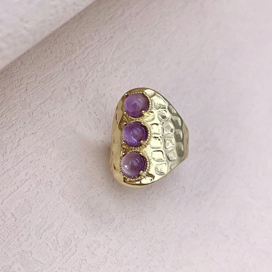 Vintage Triple Purple Crystal Ring