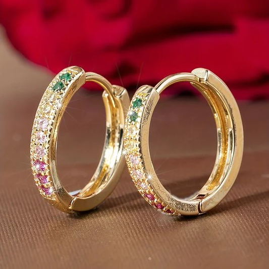 Vintage Colorful Zirconia Hoop Earrings