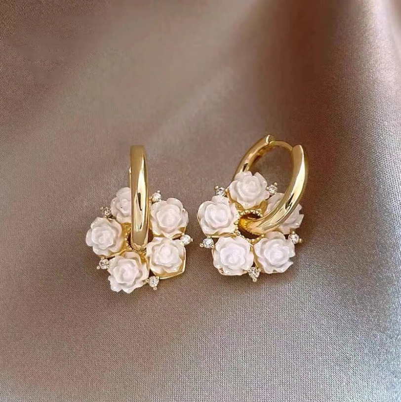 Elegant White Flower Earrings