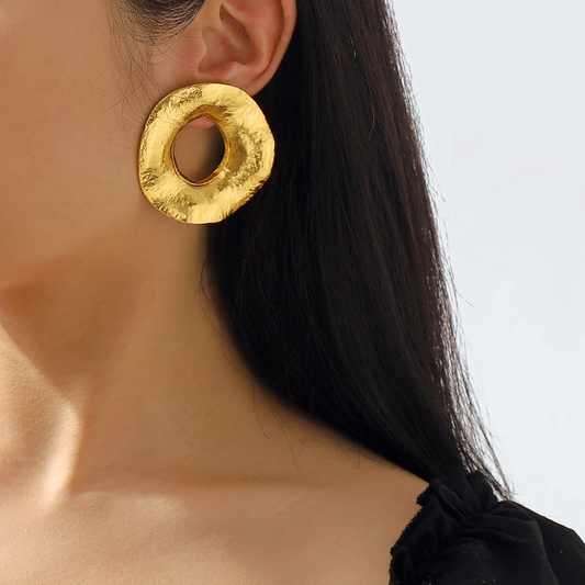 Elegant Golden Hollow Circle Earrings