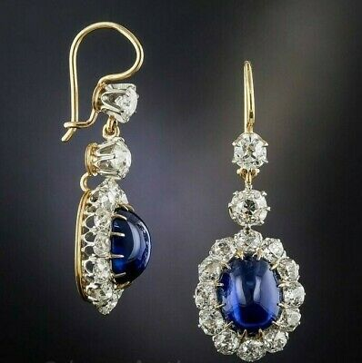 Vintage Blue Crystal Bright Rounded Earrings