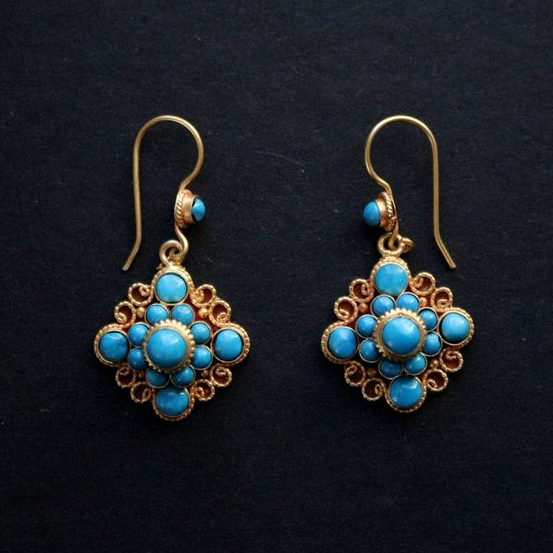 Vintage Blue Stones Mandala Earrings