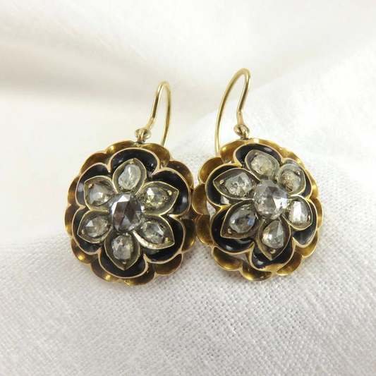 Vintage Crystal Golden Blossom Earrings