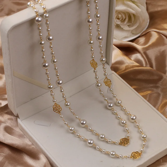 Elegant Gold Pearl Necklace