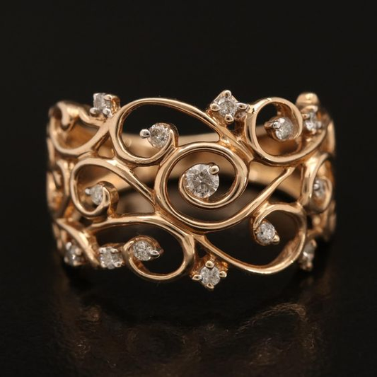 Vintage Rose Ivy Zirconia Ring