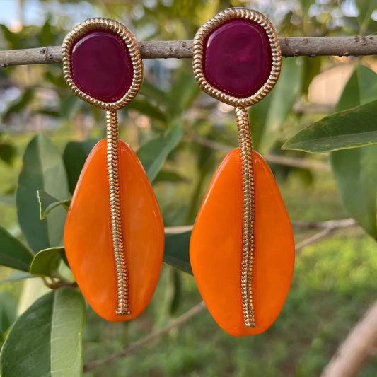 Vintage Orange Stone Dangling Earrings