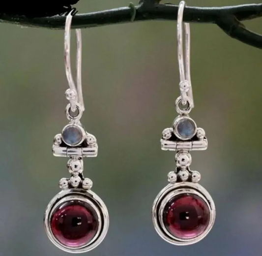 Vintage Dangling Red Crystal Earrings