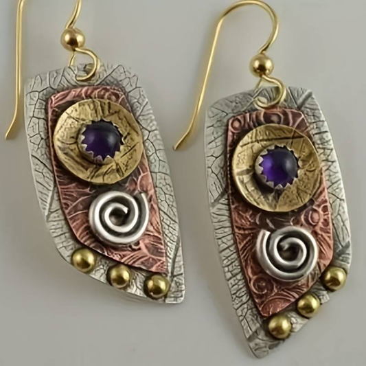 Vintage Gold & Silver Brown Earrings