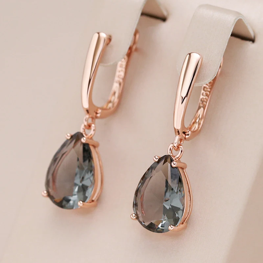 Elegant Crystal Drop Gold Earrings