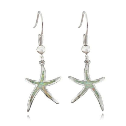 Starfish Earrings in Opal and Silver