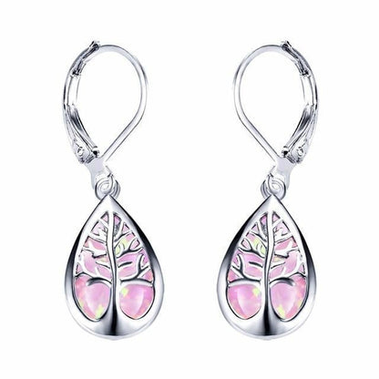 Tree of Life Earrings in Opal and Silver